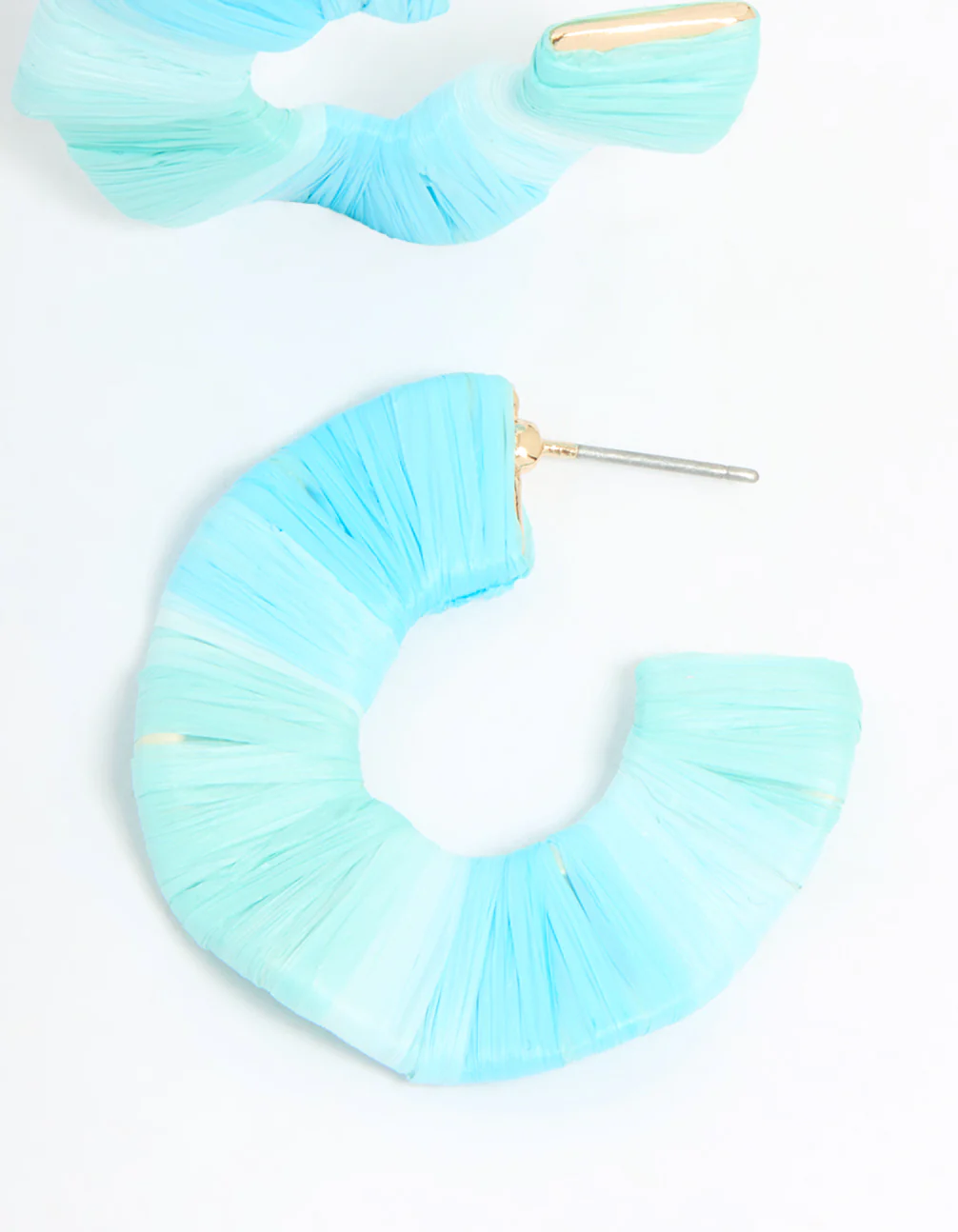 Gold Blue Movement Wrap Hoop Earrings - Image 5