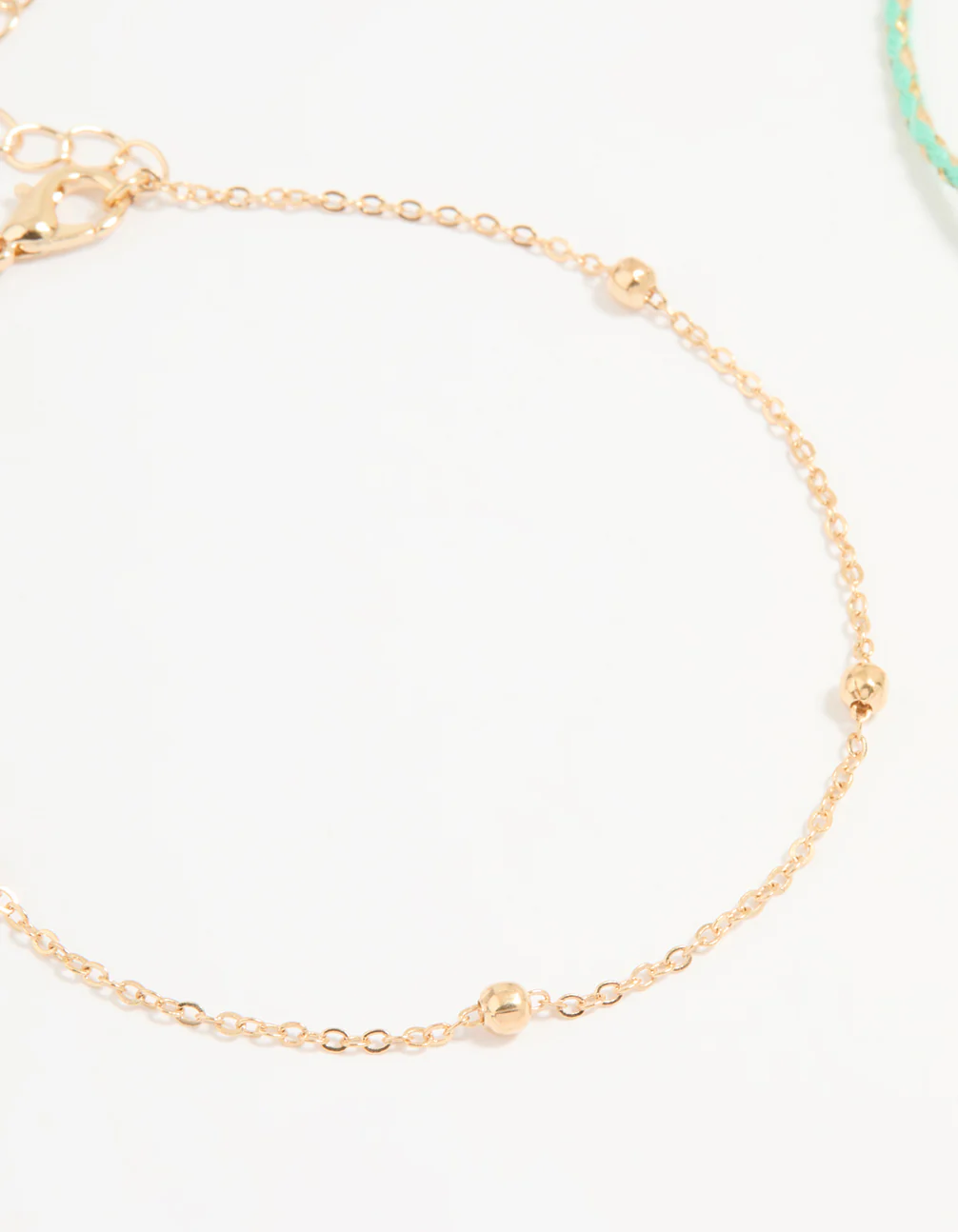 Gold Blue Rope Shell Charm & Chain Anklets 2-Pack - Image 2