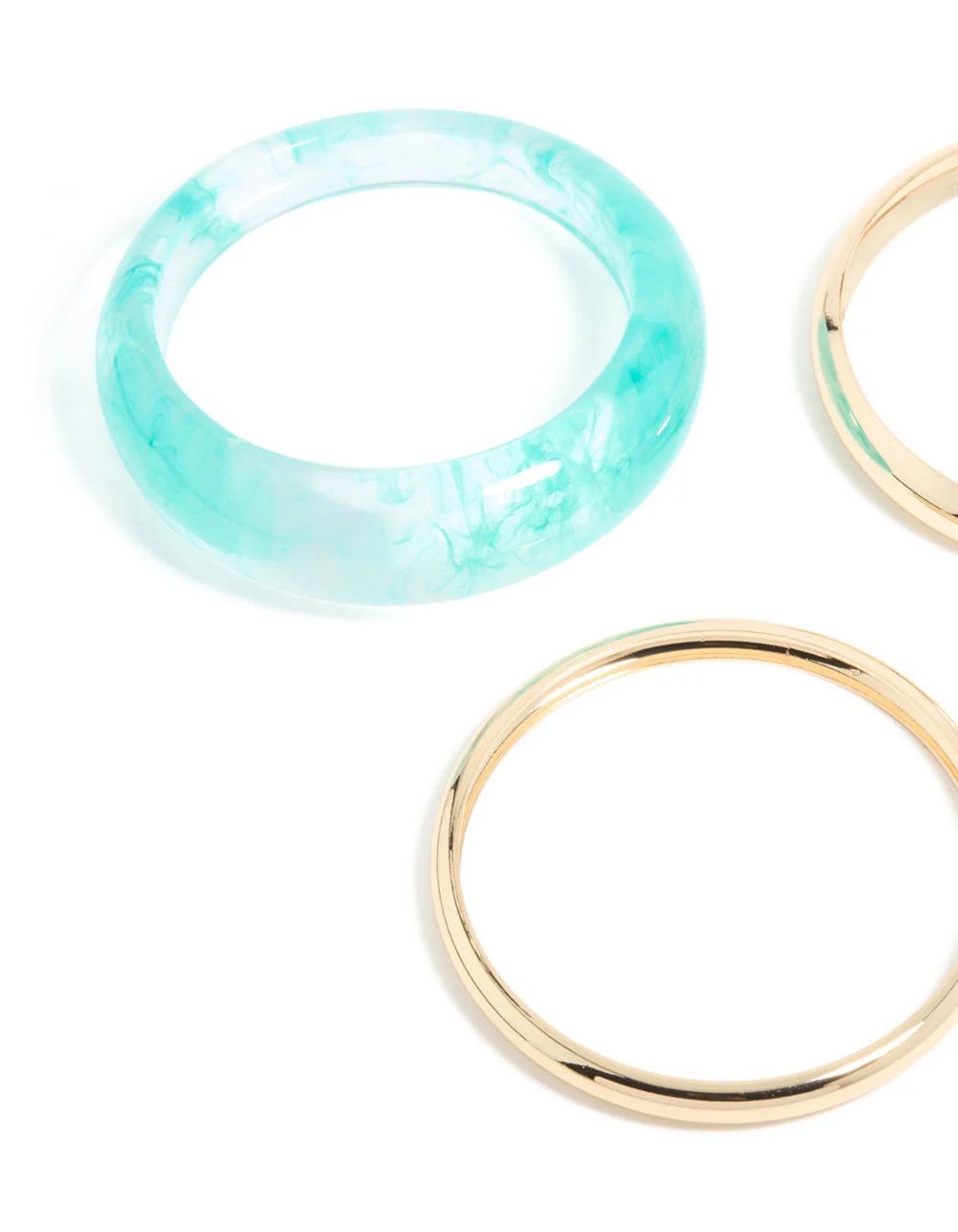 Gold & Blue Translucent Resin Bangles 3-Pack - Image 2