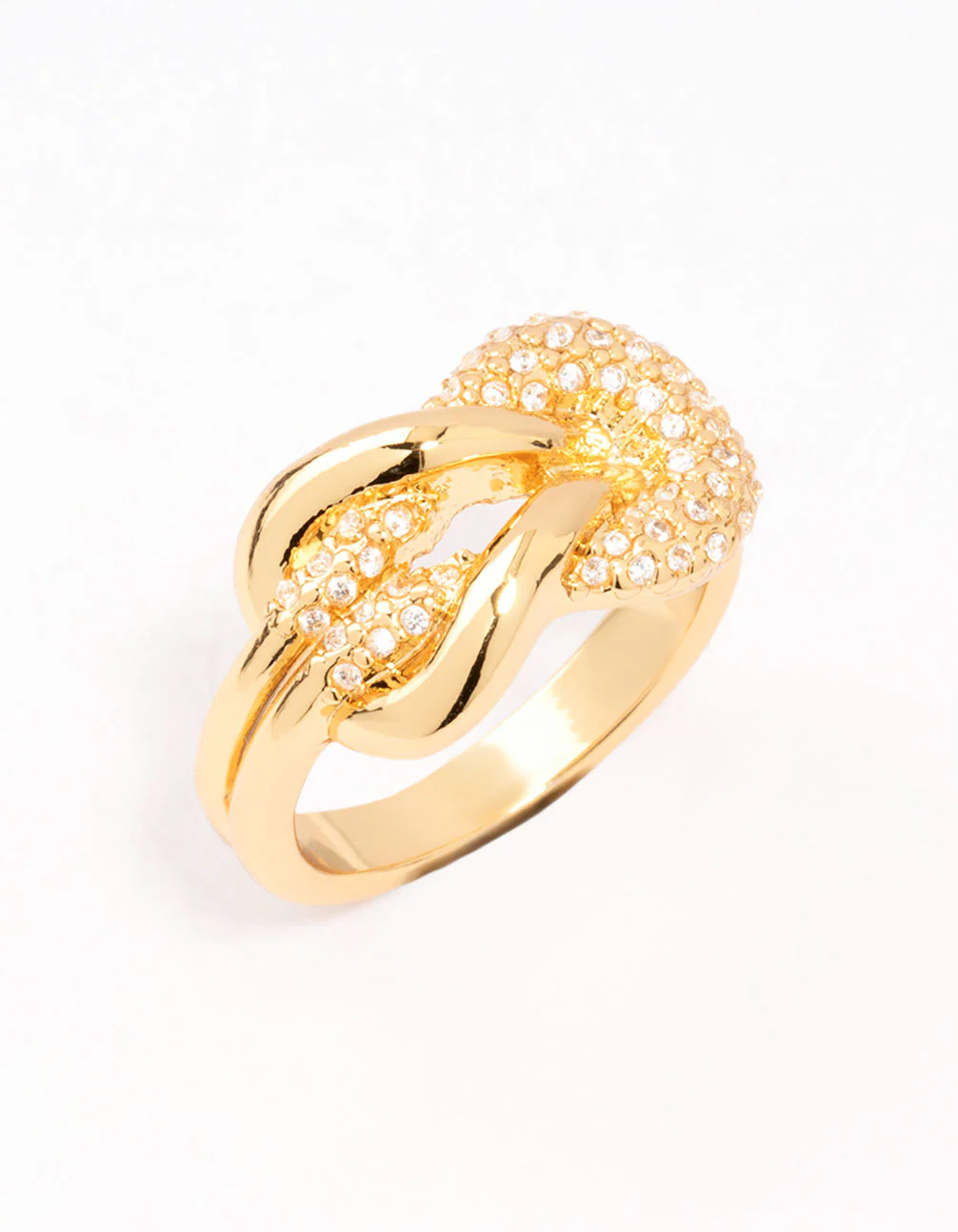 Gold Bold Diamante Knotted Ring - Image 2