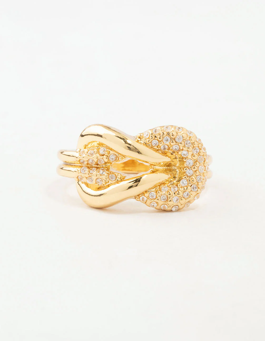 Gold Bold Diamante Knotted Ring - Image 3