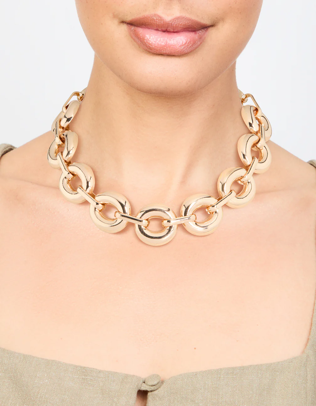 Gold Bold Round Chunky Chain Necklace - Image 2