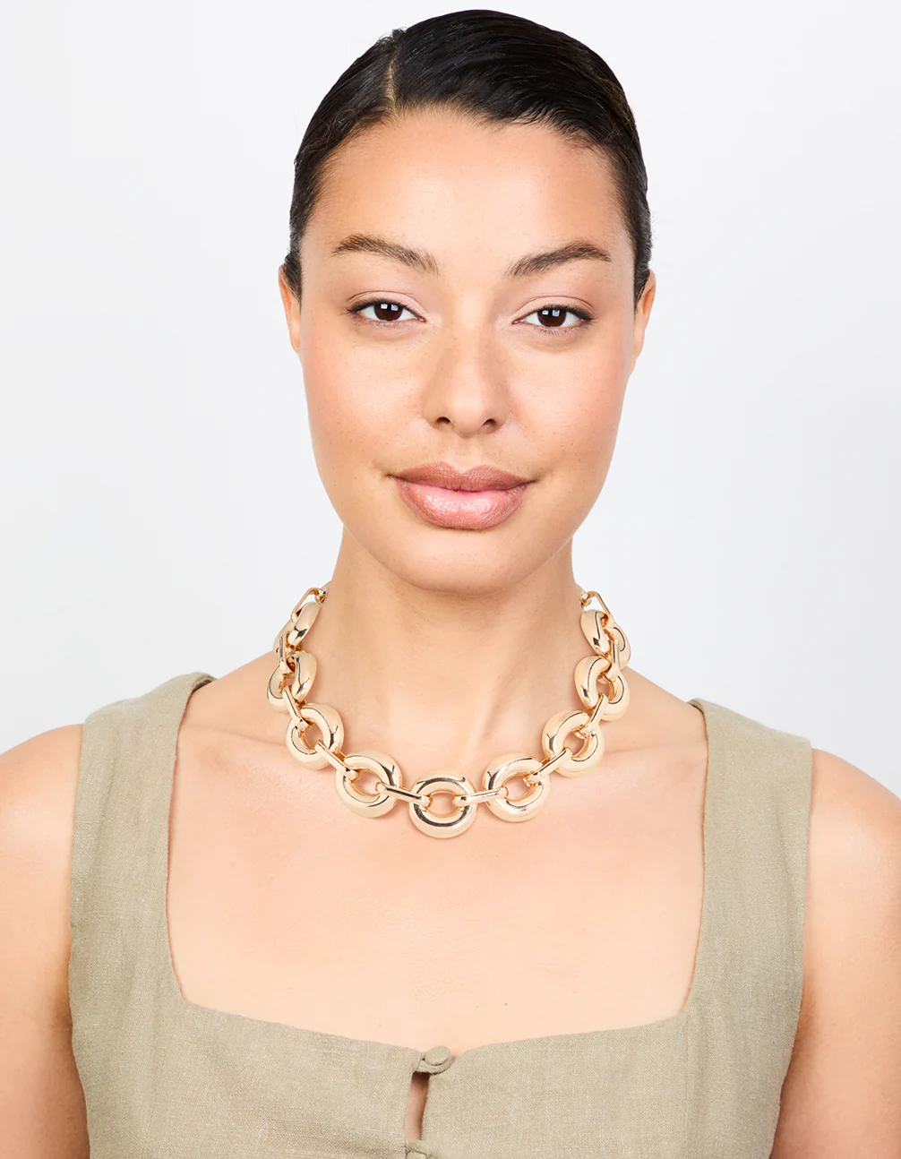 Gold Bold Round Chunky Chain Necklace - Image 3