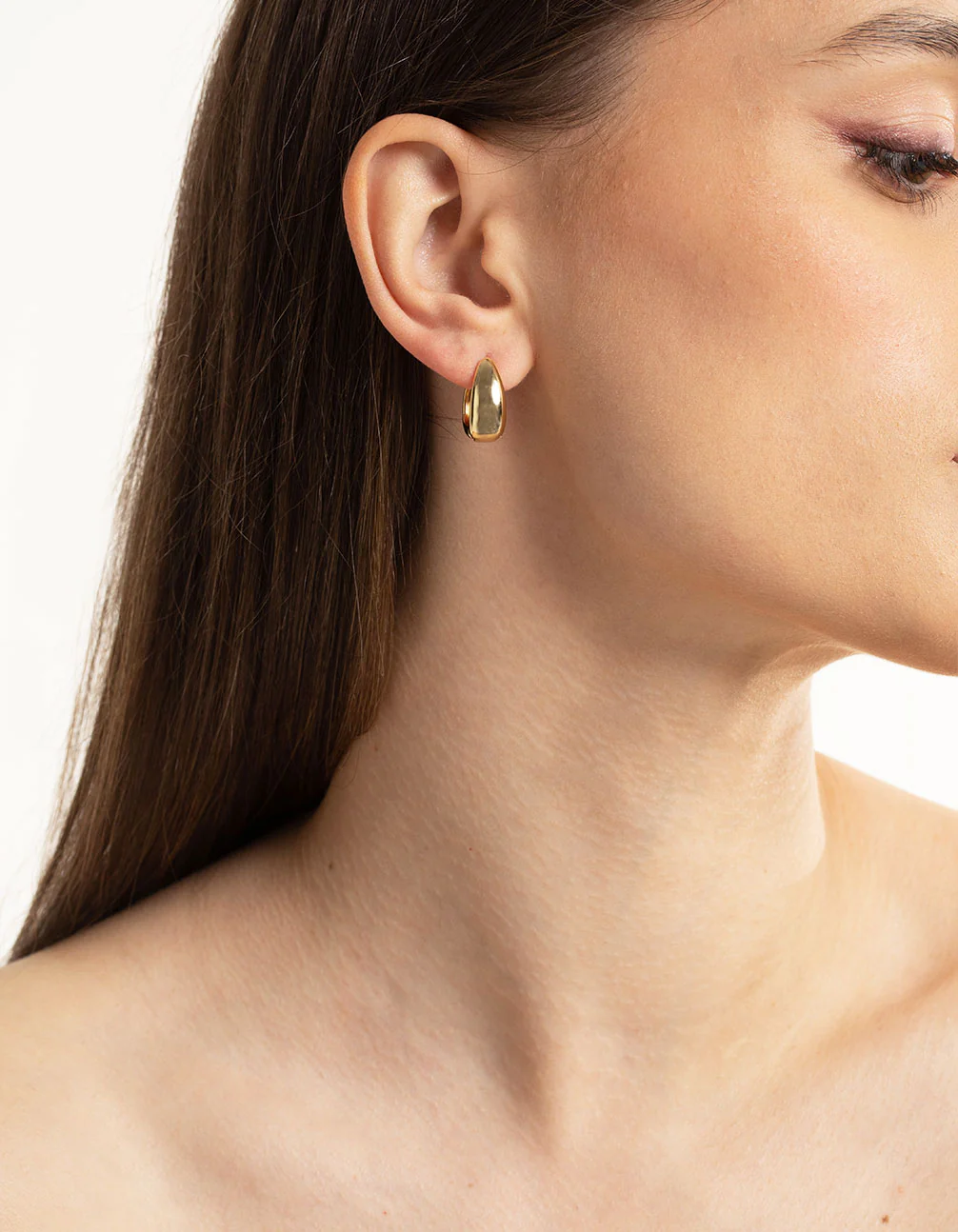 Gold  Plated  Bold Taper Hoop Earrings - Image 2