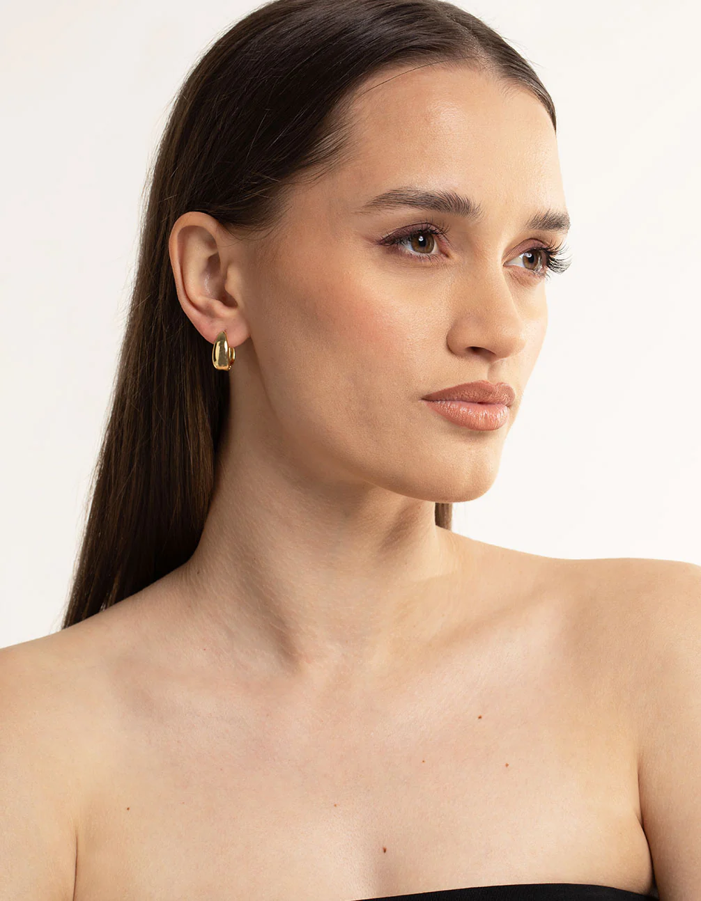 Gold  Plated  Bold Taper Hoop Earrings - Image 4