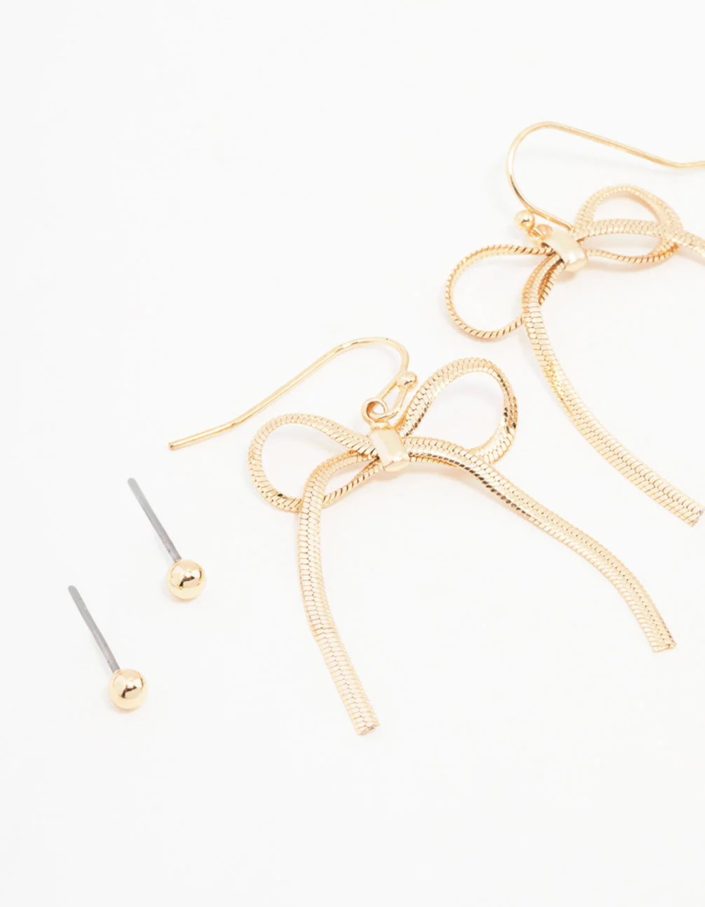 Gold Bow Earrings 3-Pack - Image 2