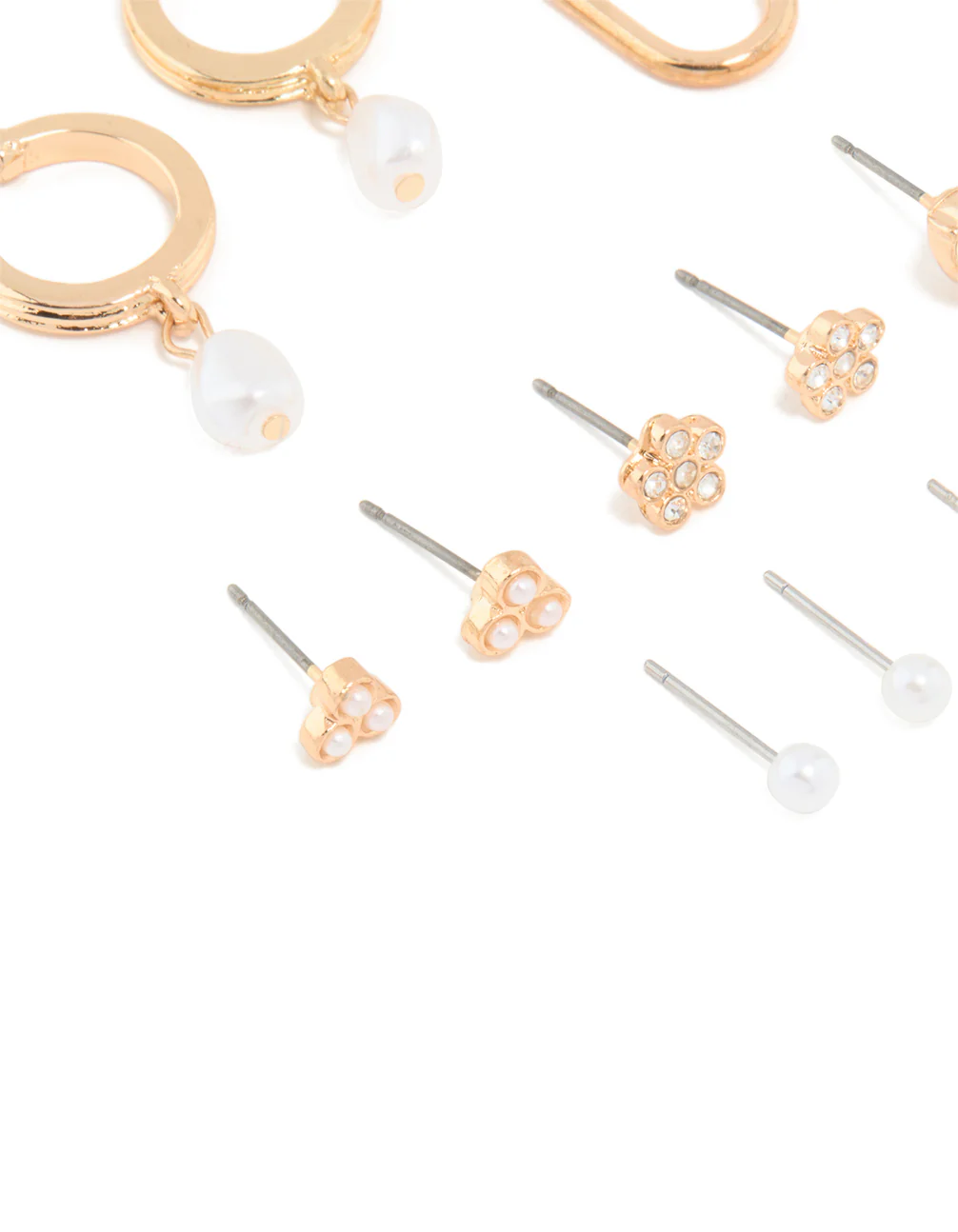 Gold Bow Flower Hoop & Stud Earrings 12-Pack - Image 2