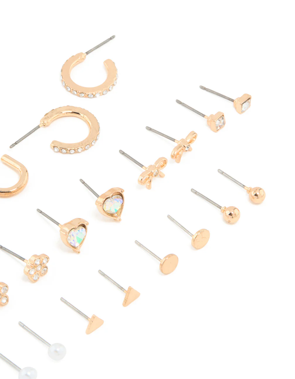 Gold Bow Flower Hoop & Stud Earrings 12-Pack - Image 3