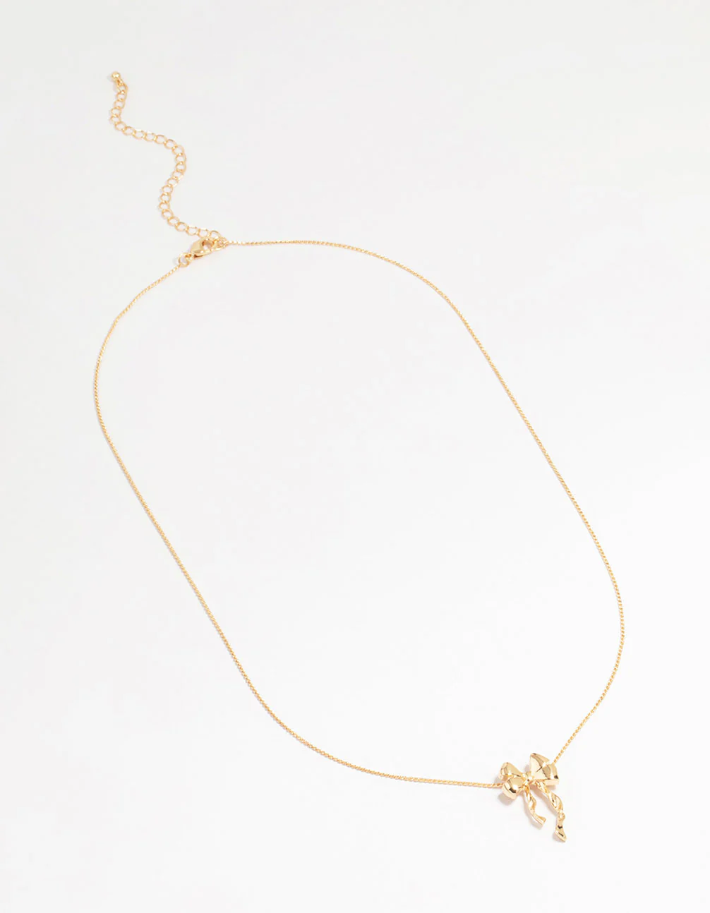 Gold Bow Twirl Pendant Necklace - Image 2