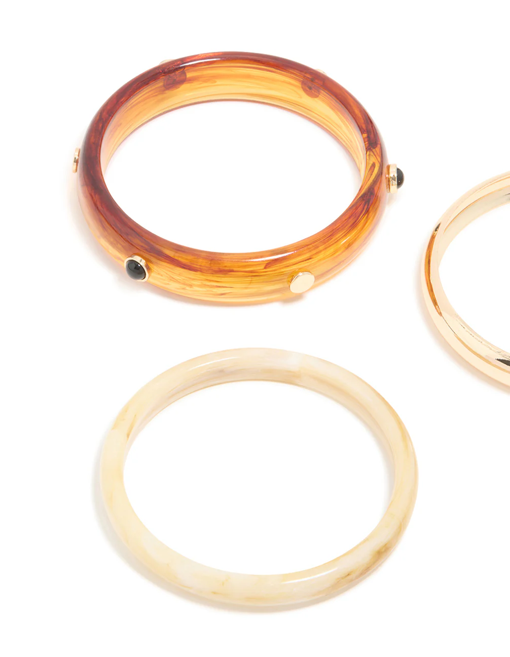 Gold & Brown Acrylic Bangles 3-Pack - Image 2