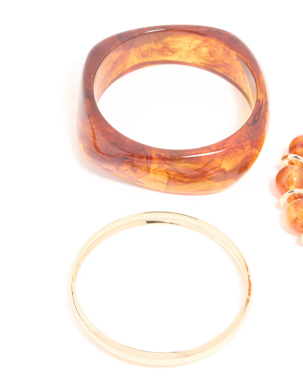 Gold & Brown Acrylic Brown Bangles 3-Pack - Image 2
