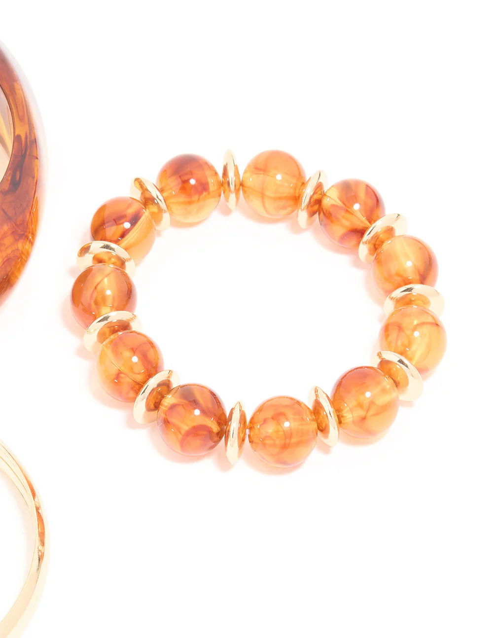 Gold & Brown Acrylic Brown Bangles 3-Pack - Image 3
