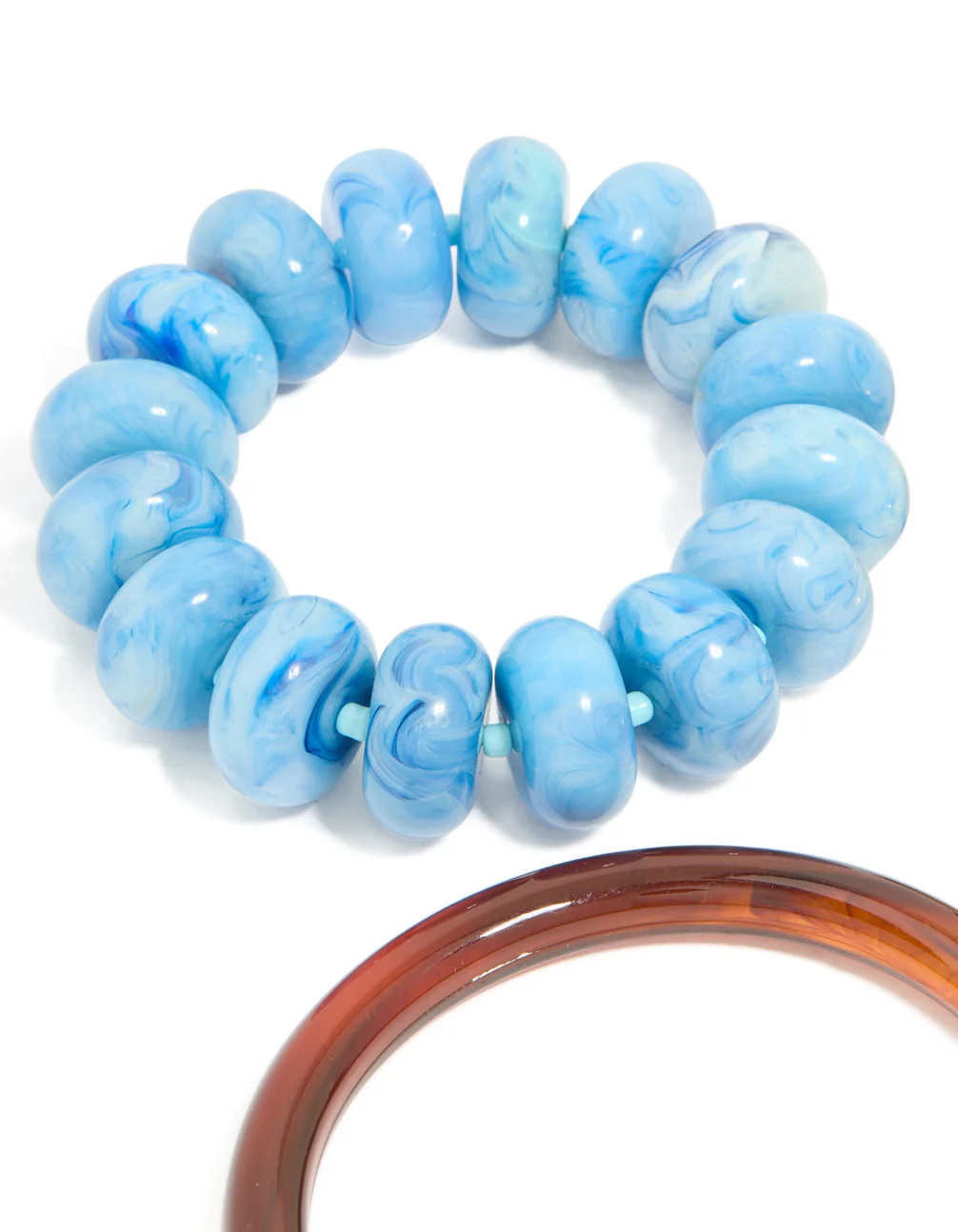 Gold Brown & Blue Resin Bangles 3-Pack - Image 2