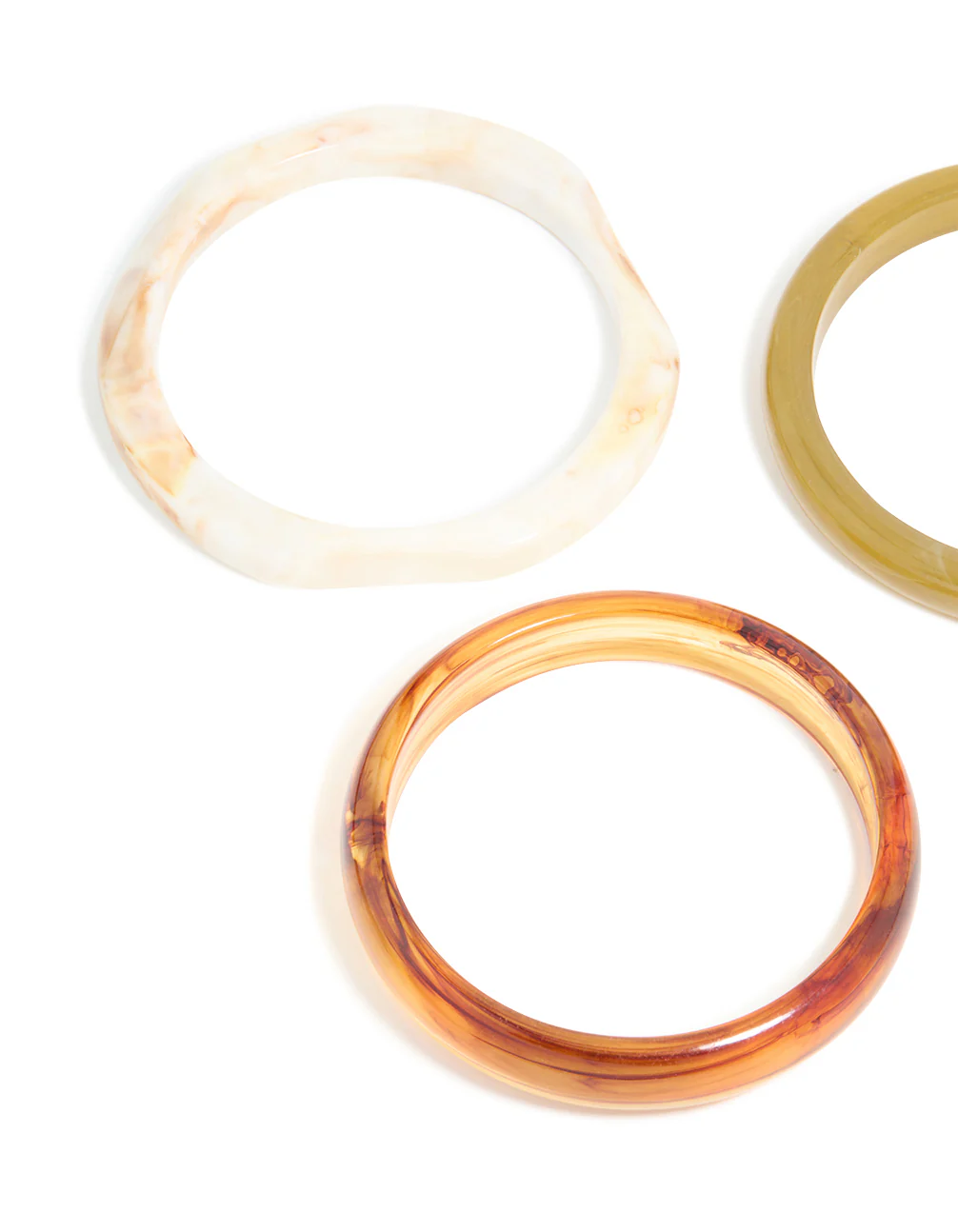 Gold Brown & Cream Acrylic Statement Large Bangles 3- Pack - Image 2