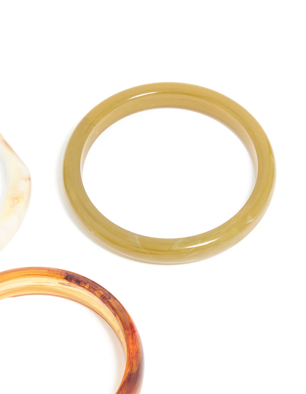 Gold Brown & Cream Acrylic Statement Large Bangles 3- Pack - Image 3