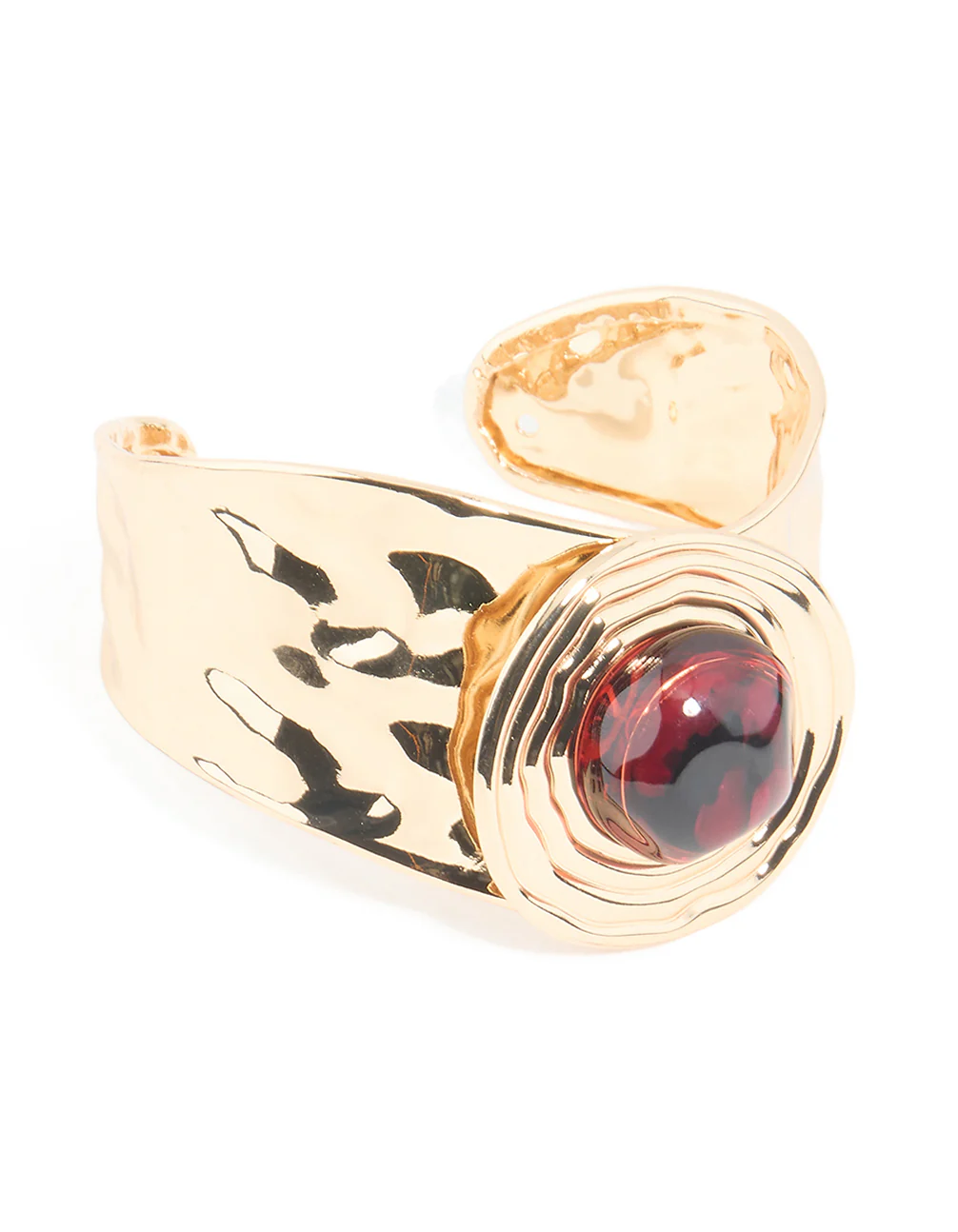 Gold Brown Stone Textured Wrist Cuff