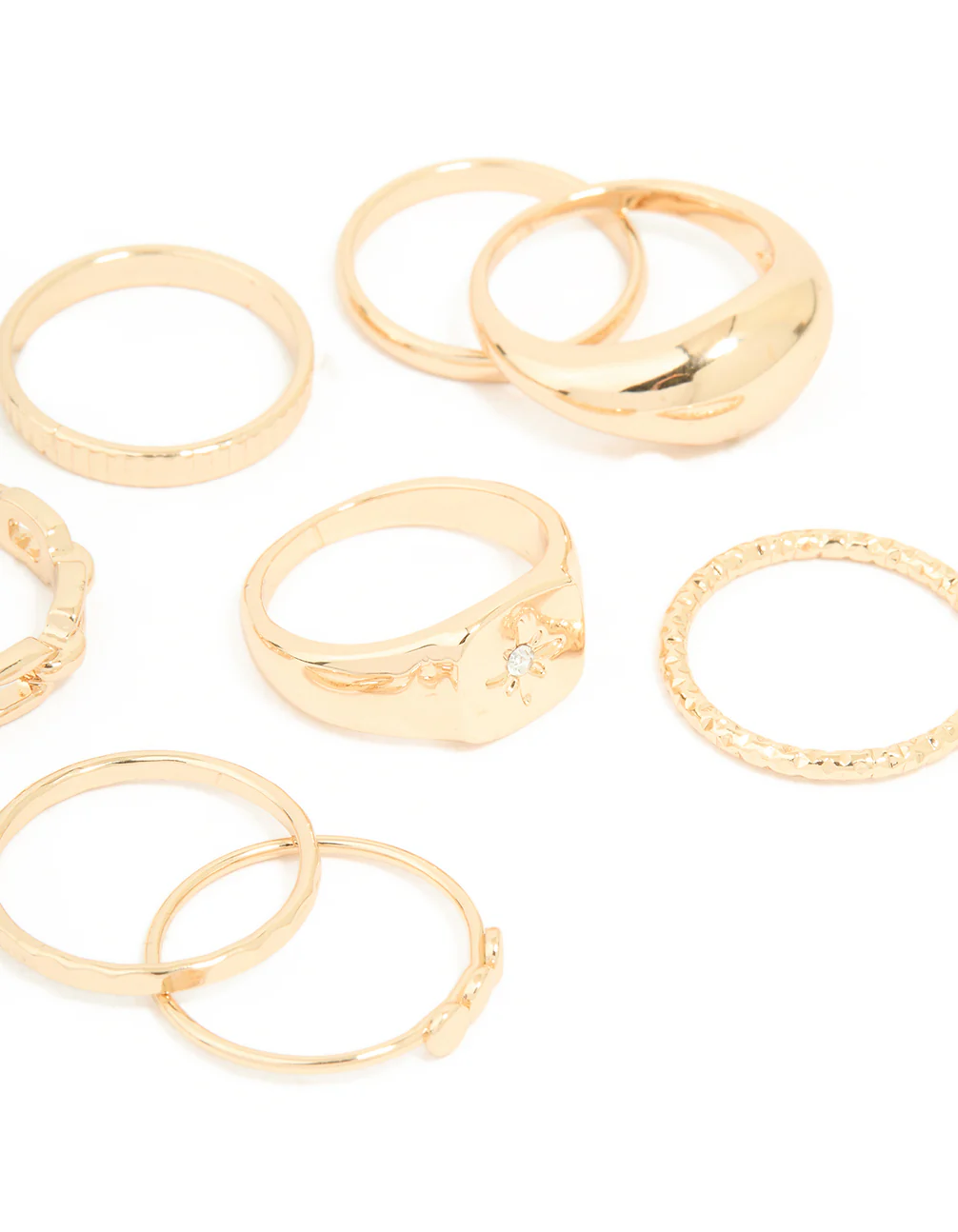 Gold Bubble & Chain Rings 8-Pack - Image 2