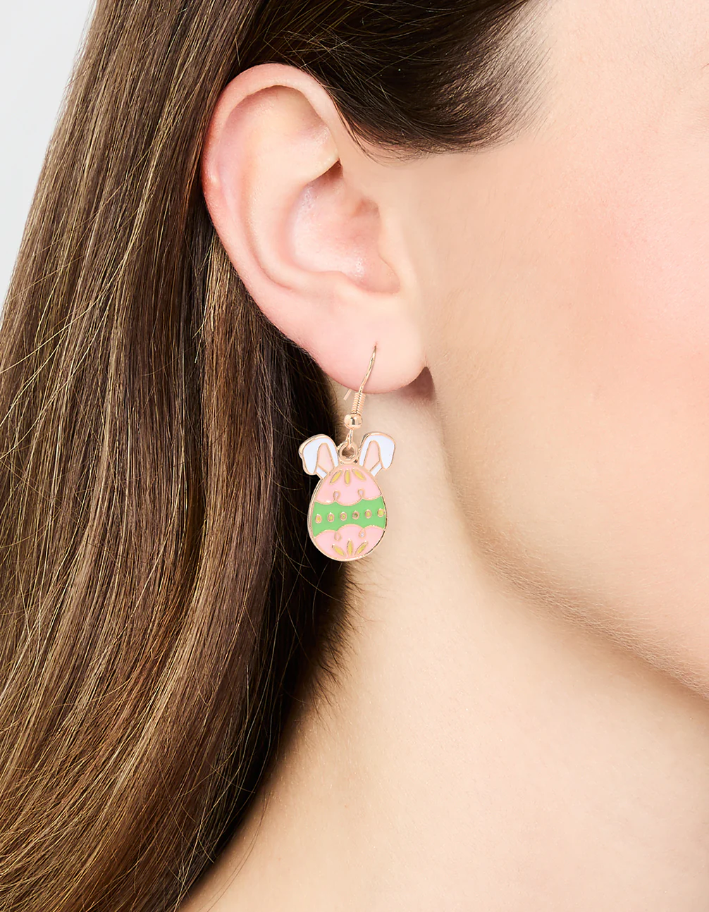 Gold Bunny Ear & Easter Egg Drop Earrings - Image 2