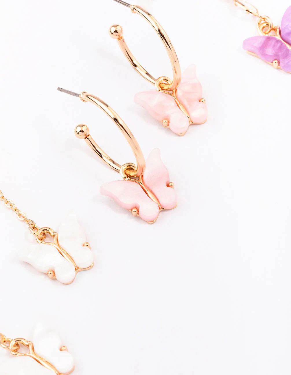 Gold Butterfly Drop Earring 3-Pack - Image 2