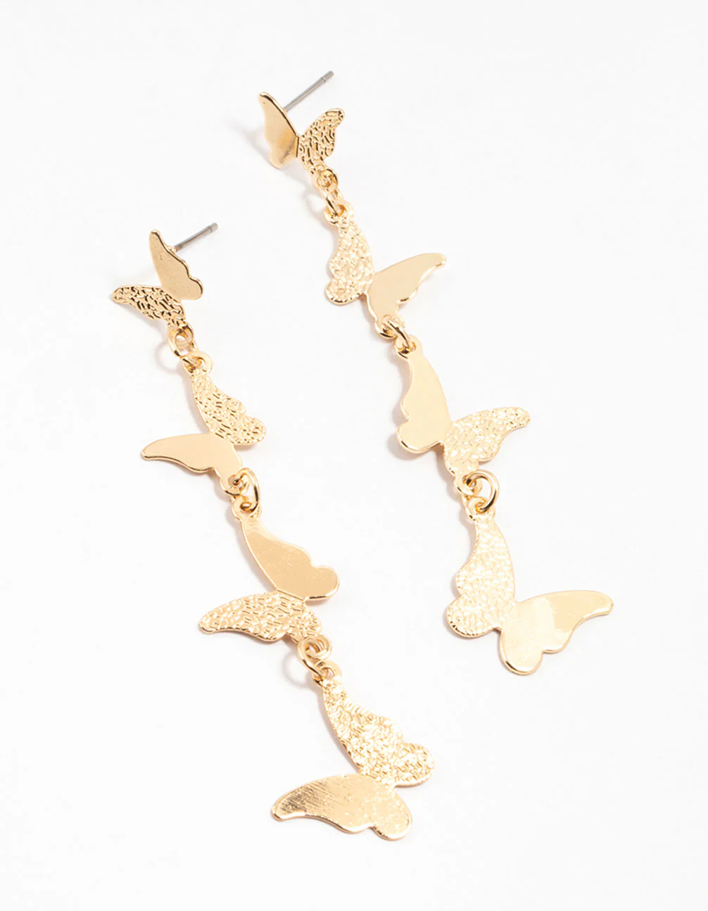 Gold Butterfly Strand Drop Earrings