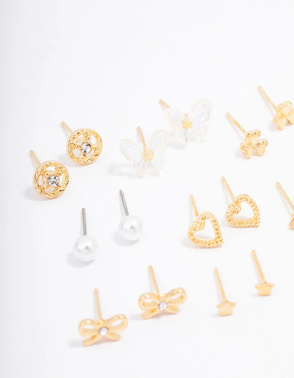 Gold Butterfly Stud Earrings 12-Pack - Image 2