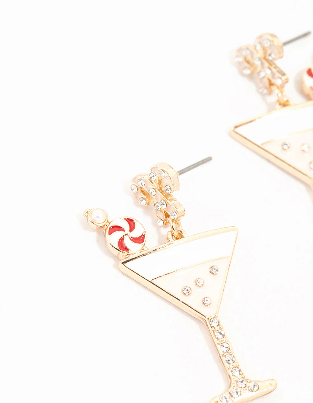 Gold Candy Cane Cocktail Earrings - Image 2