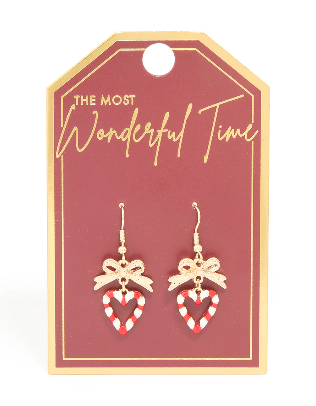 Gold Candy Cane Heart Earrings - Image 3