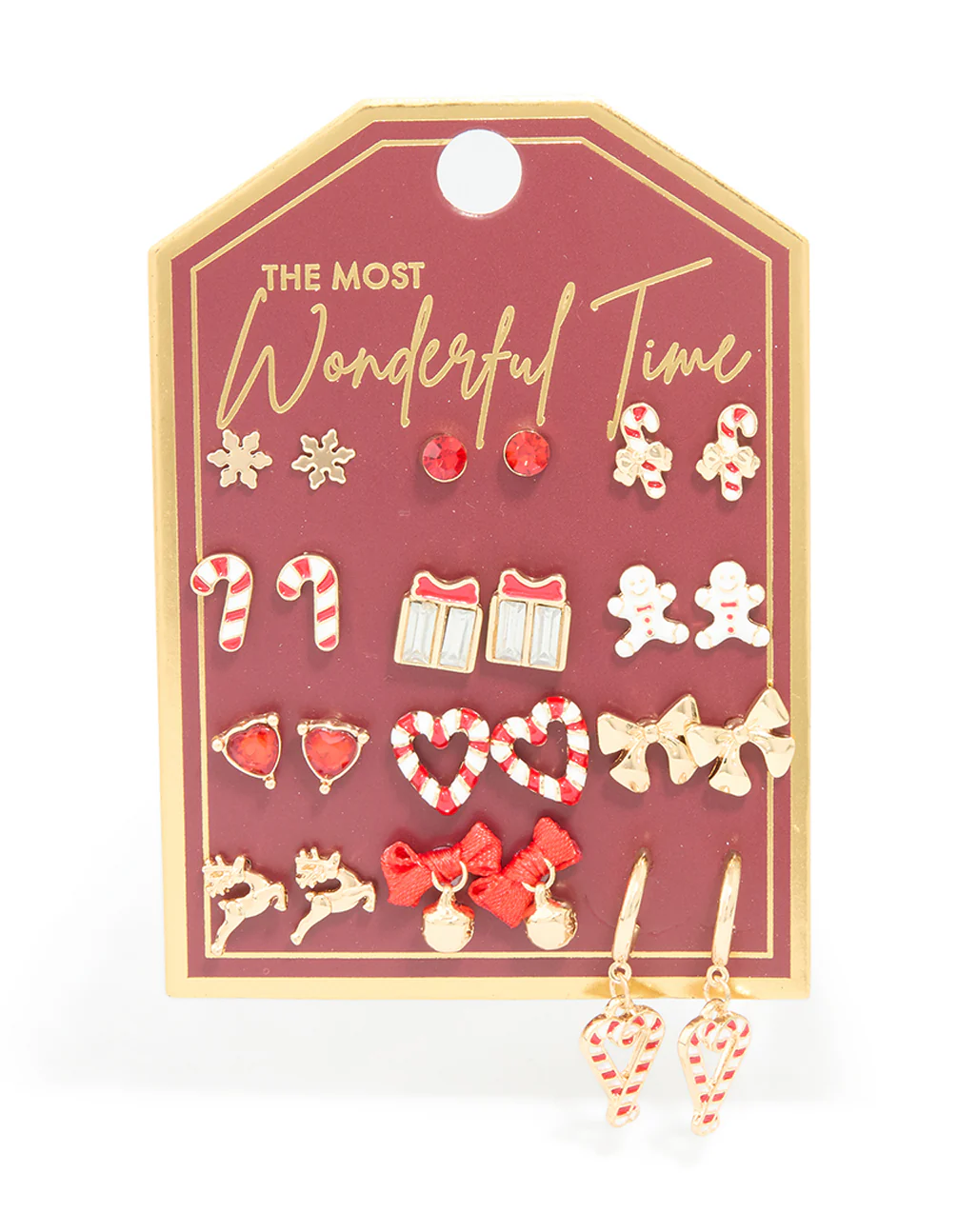 Gold Candy Cane Heart & Present Earrings 12-Pack - Image 3