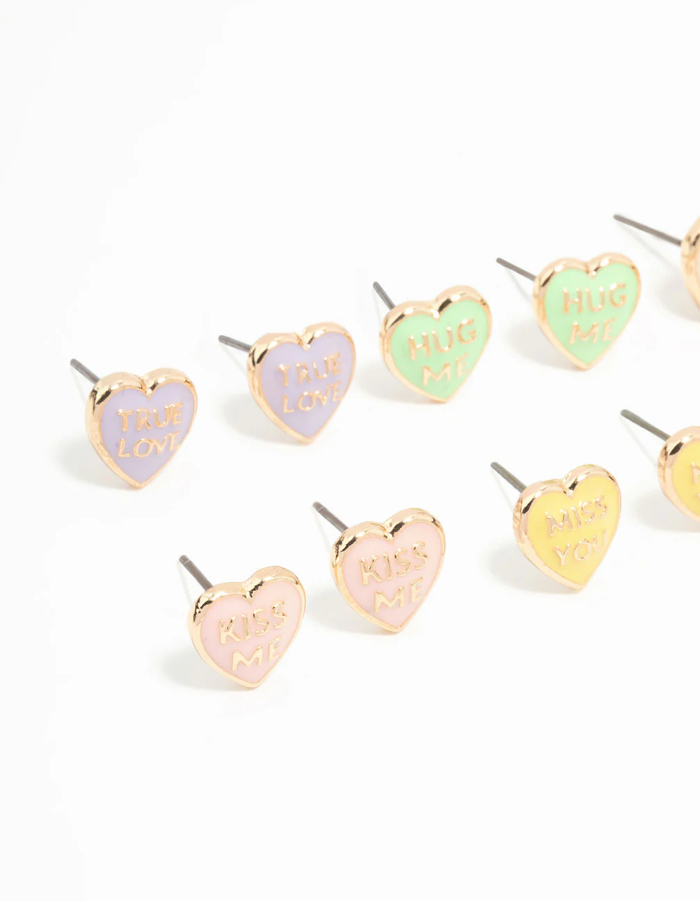 Gold Candy Hearts Stud Earrings 8-Pack - Image 2
