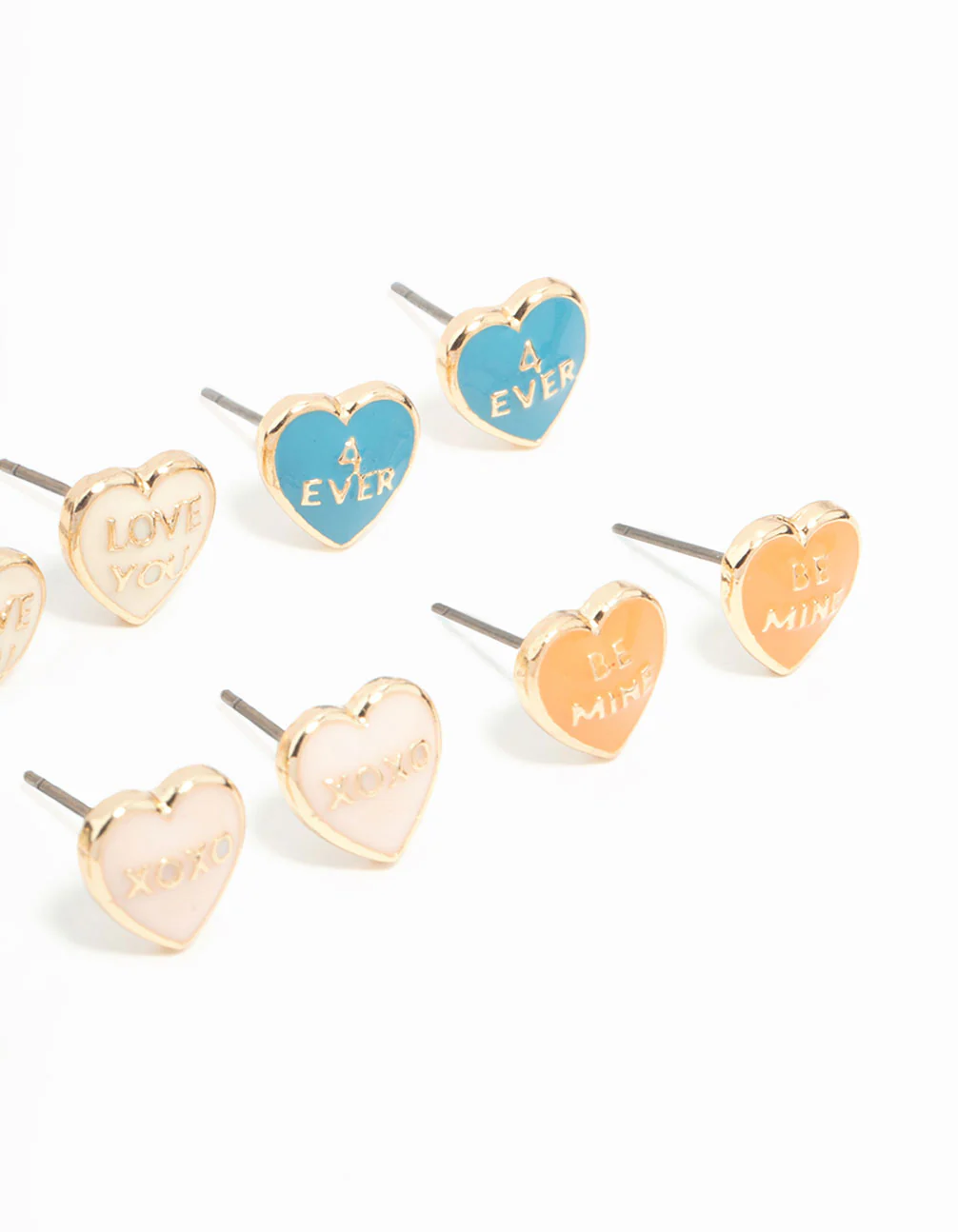 Gold Candy Hearts Stud Earrings 8-Pack - Image 3