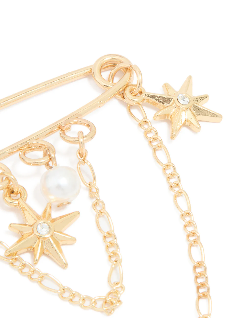 Gold Celestial Chain Drop Pin Brooch - Image 3