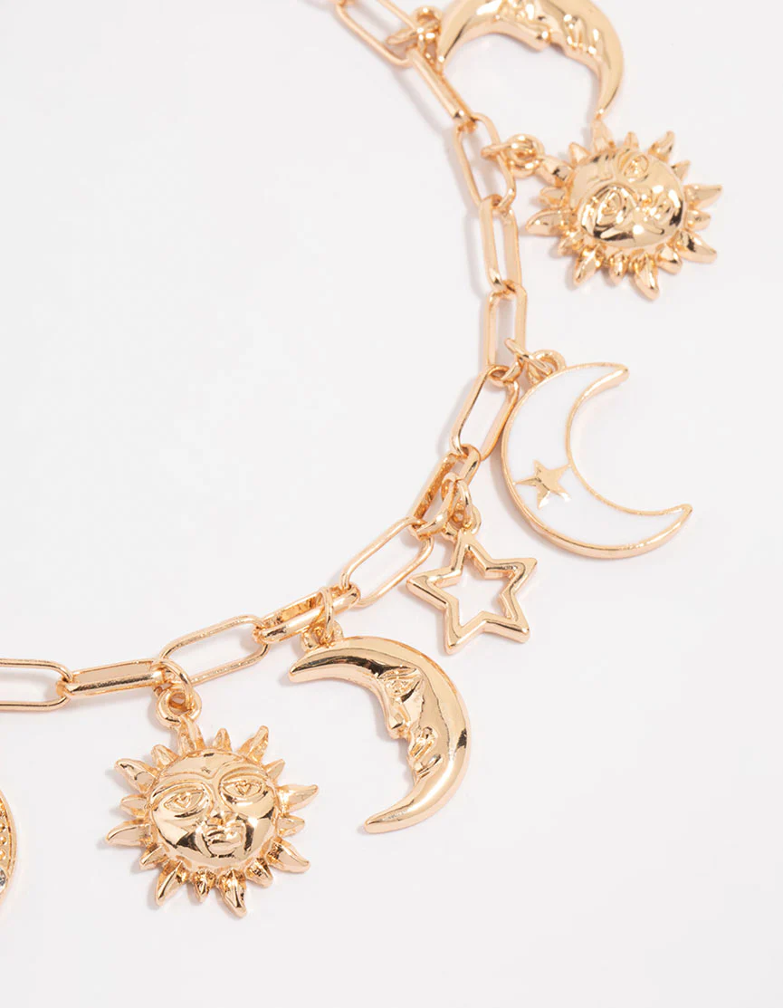 Gold Celestial Charm Anklet - Image 2