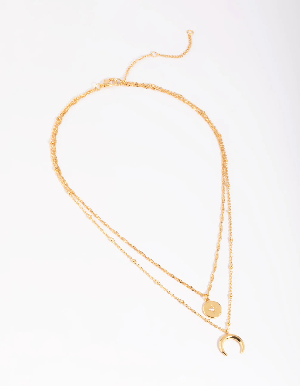 Gold Plated Celestial & Horn Layered Necklace - Image 3