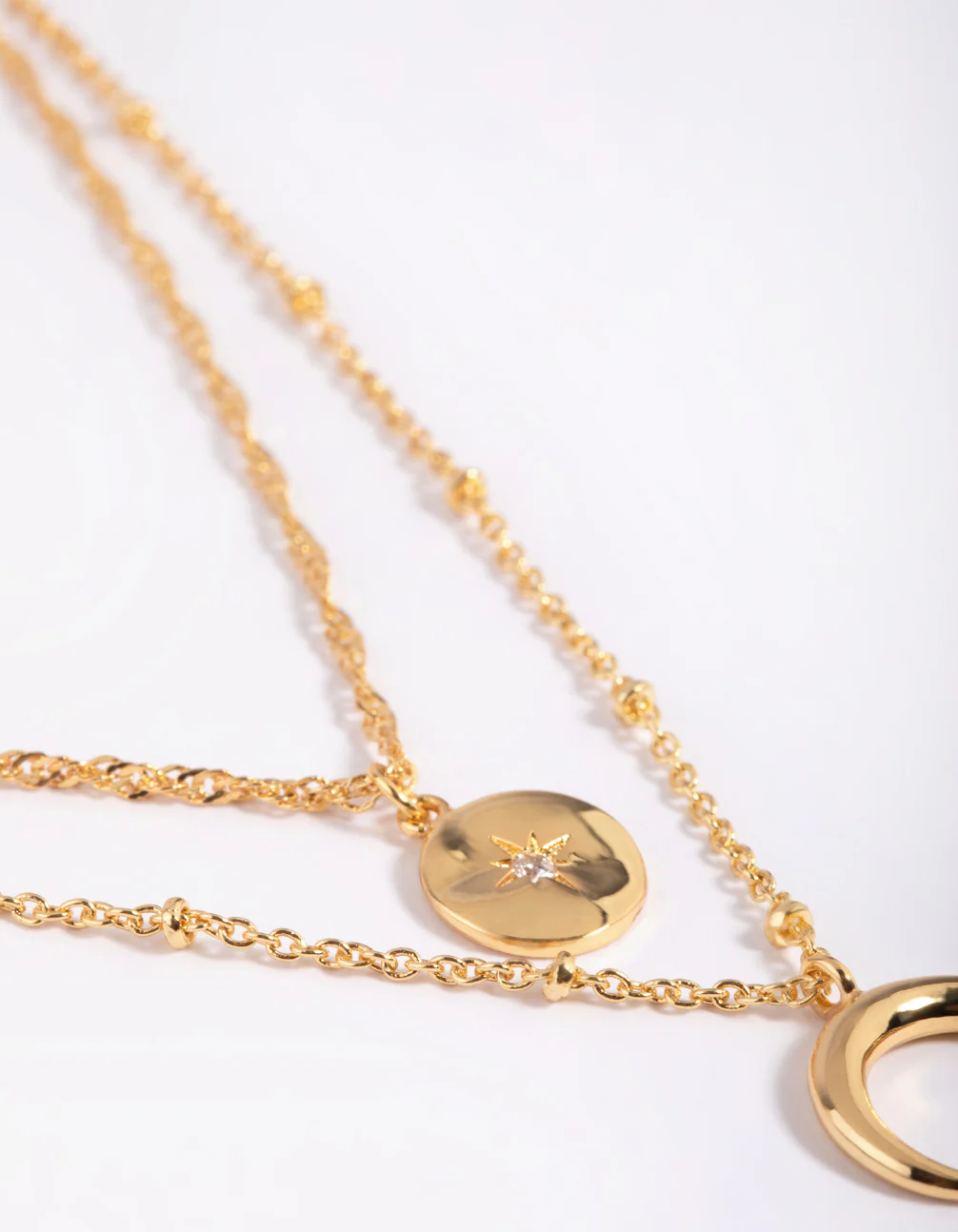 Gold Plated Celestial & Horn Layered Necklace - Image 7