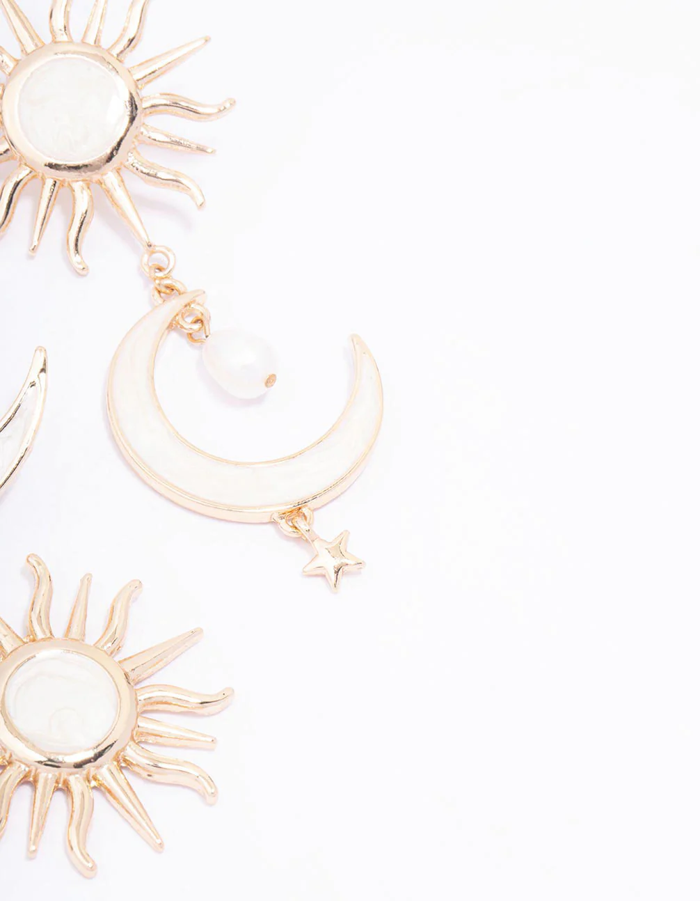 Gold Celestial Marble Drop Earrings - Image 3