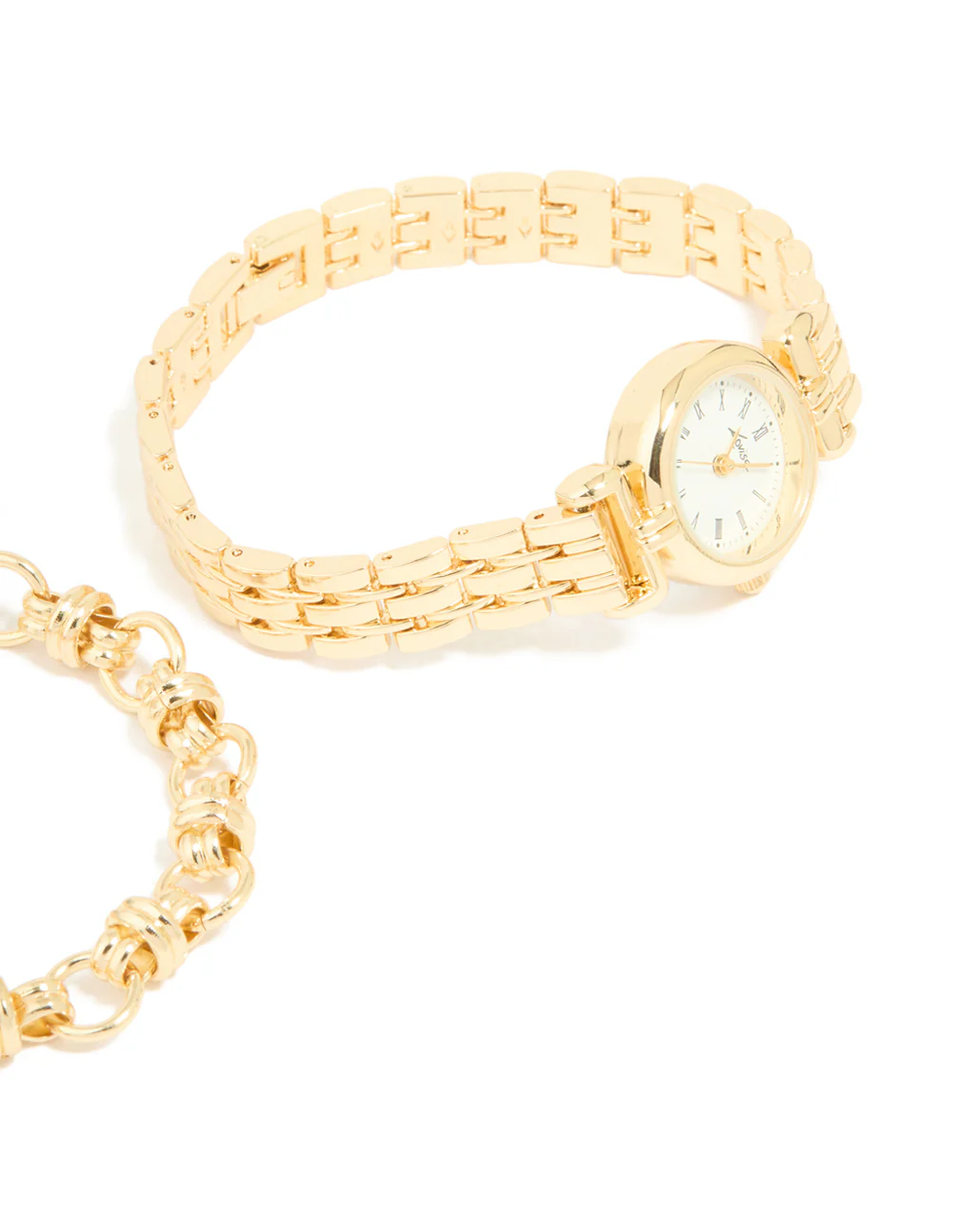 Gold Chain Bracelet & Watch Set - Image 4