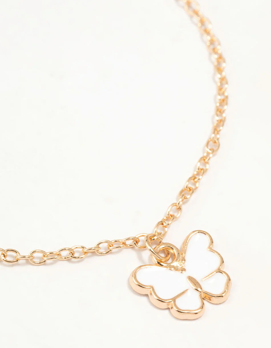 Gold Chain Diamante Butterfly Bracelets 3-Pack - Image 2