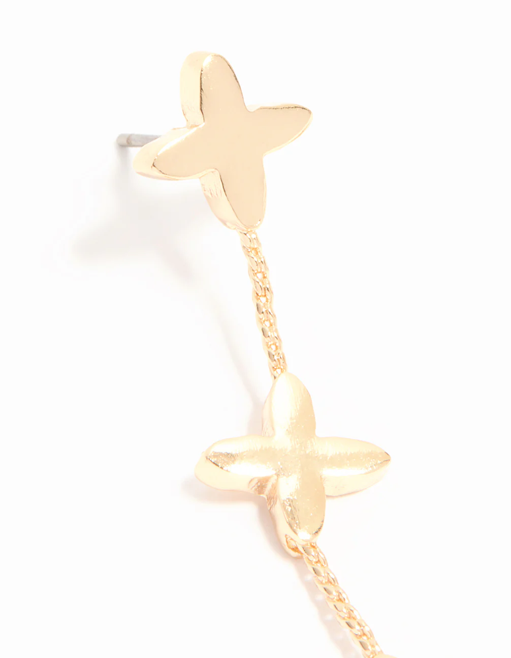 Gold Chain Flower Drop Earrings - Image 4