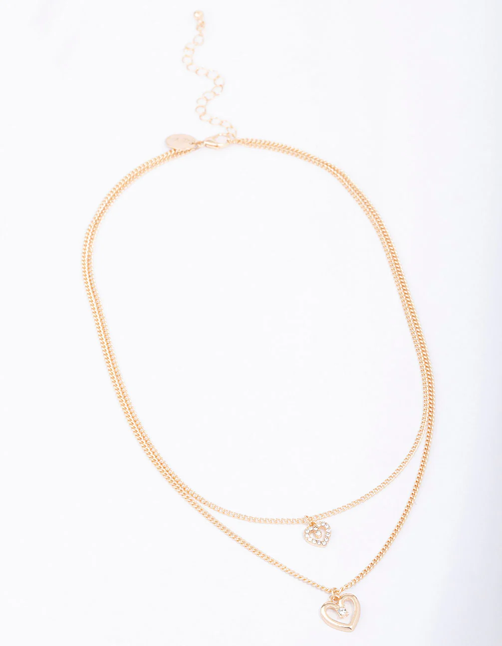 Gold Chain Heart Diamante Layered Necklace - Image 2