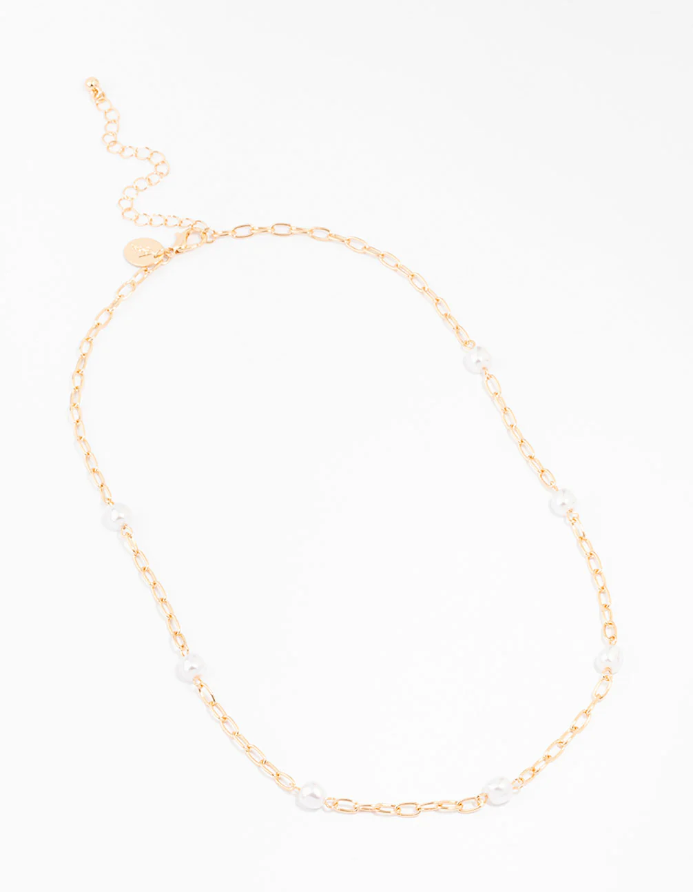 Gold Chain Pearl Station Necklace - Image 2