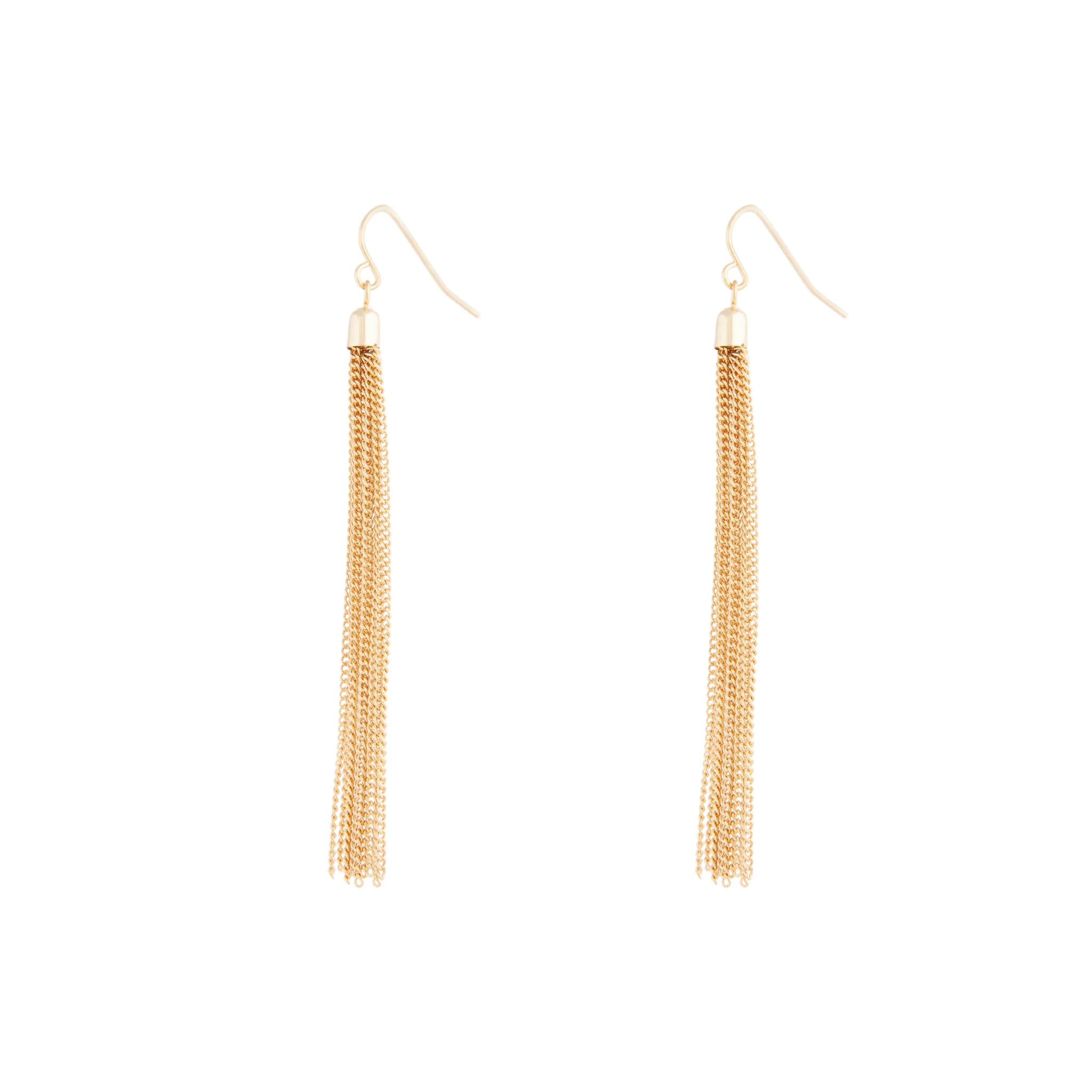 Gold Chain Tassel Drop Earrings - Image 2