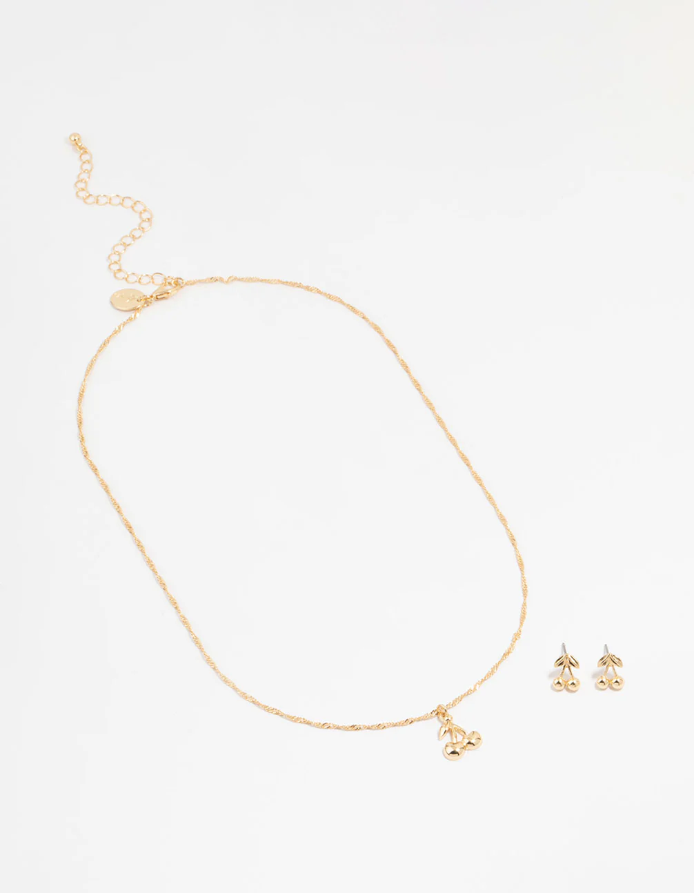 Gold Cherry Necklace & Earrings Set - Image 2