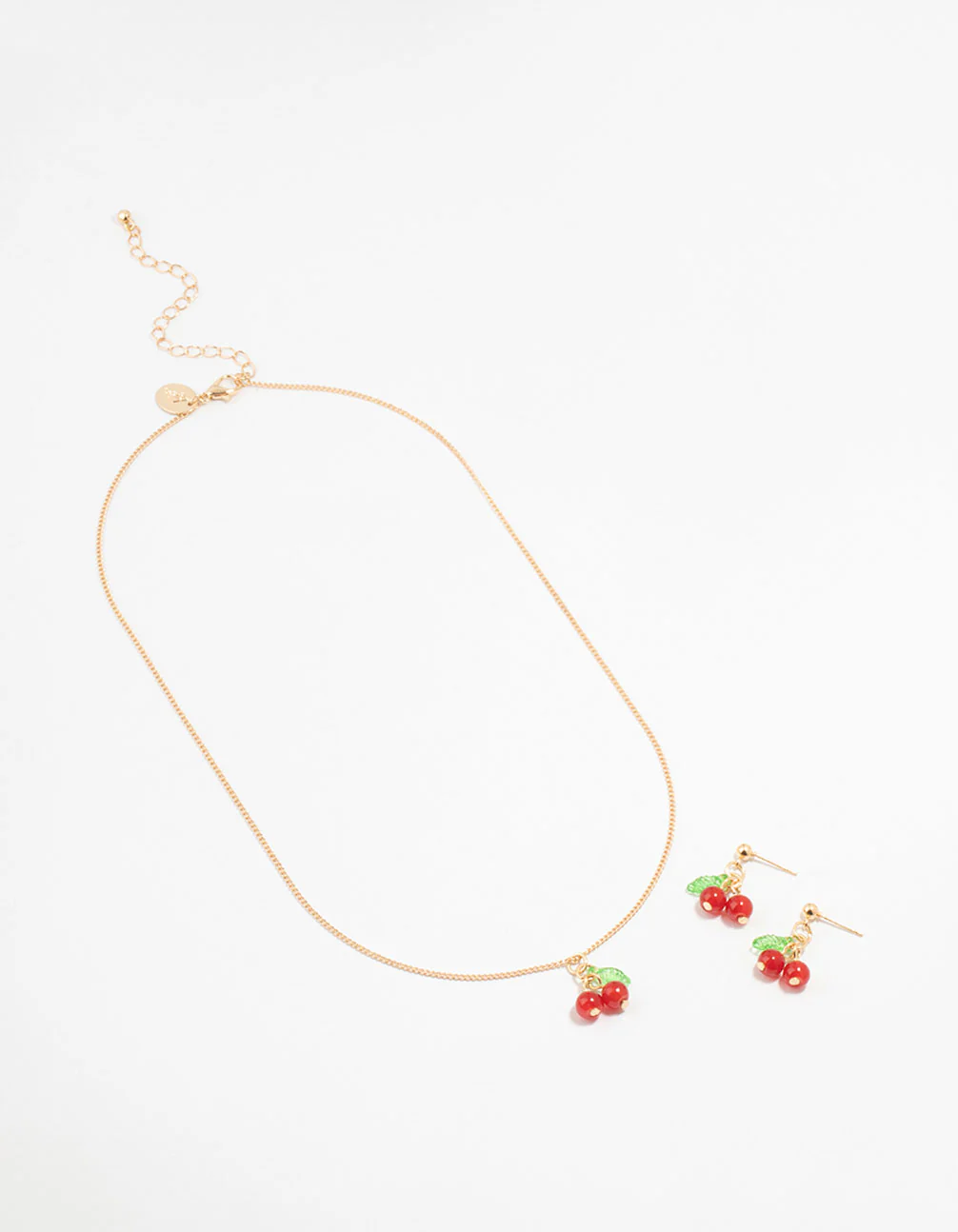Gold Cherry Necklace & Earrings Set - Image 2