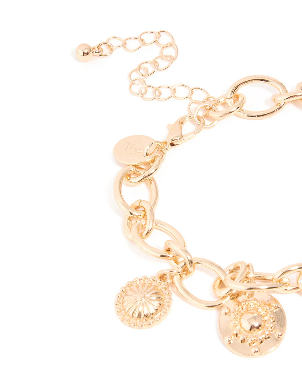 Gold Chunky Cross & Heart Charm Bracelet - Image 3