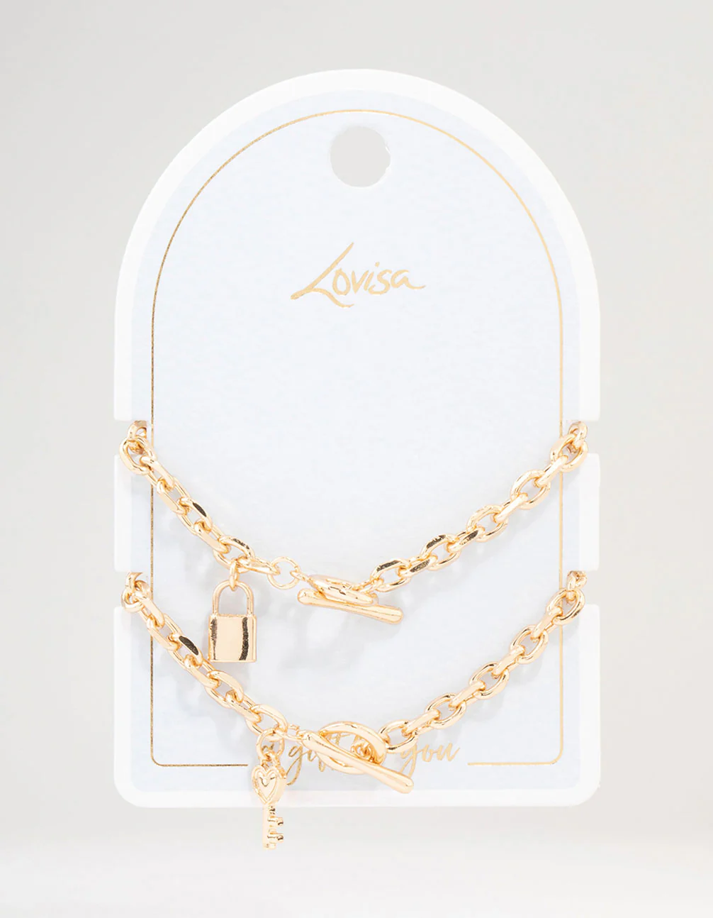 Gold Chunky Lock & Key Charm Bracelet Pack - Image 3
