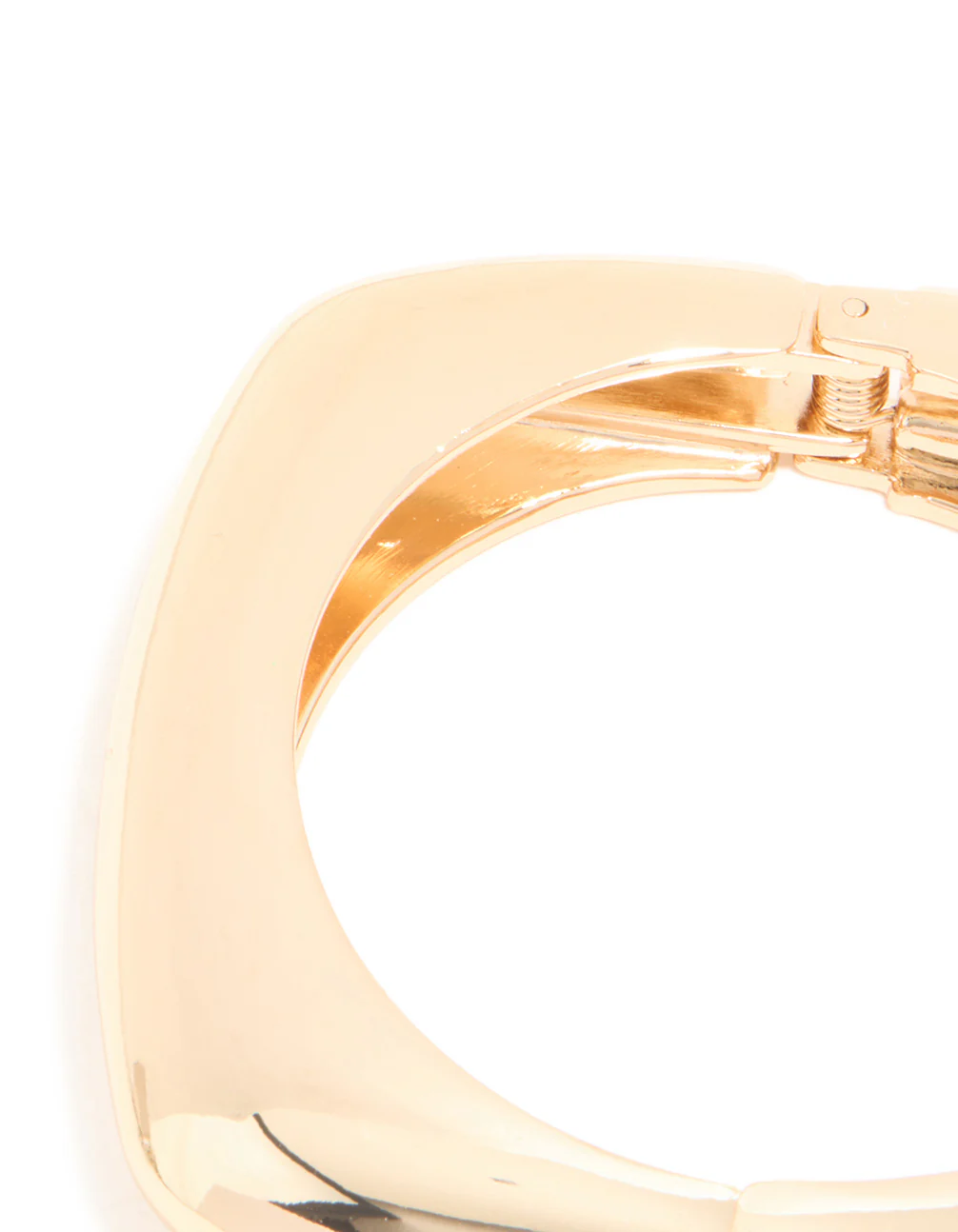 Gold Chunky Rectangle Hinged Bangle - Image 5