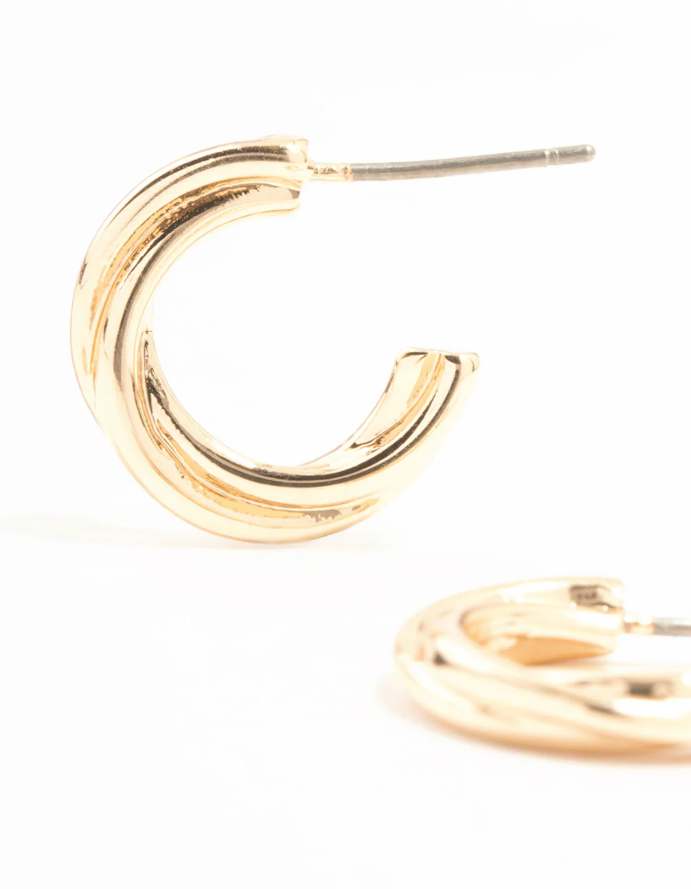 Gold Chunky Twisted Huggie Earrings - Image 2