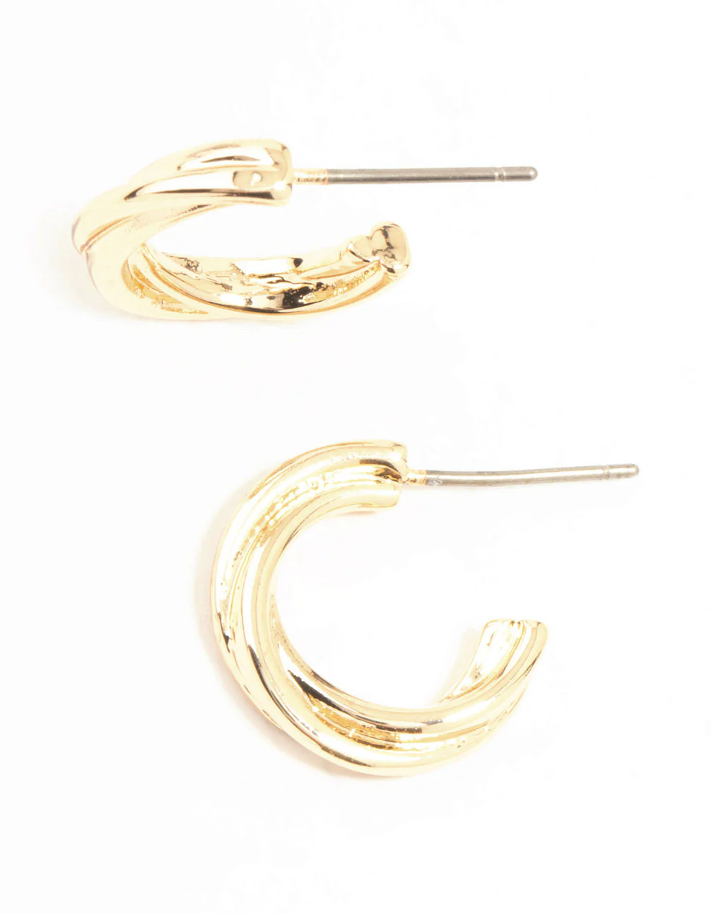 Gold Chunky Twisted Huggie Earrings - Image 3