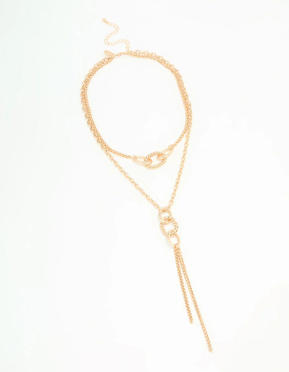 Gold Circle Layered Necklace - Image 2