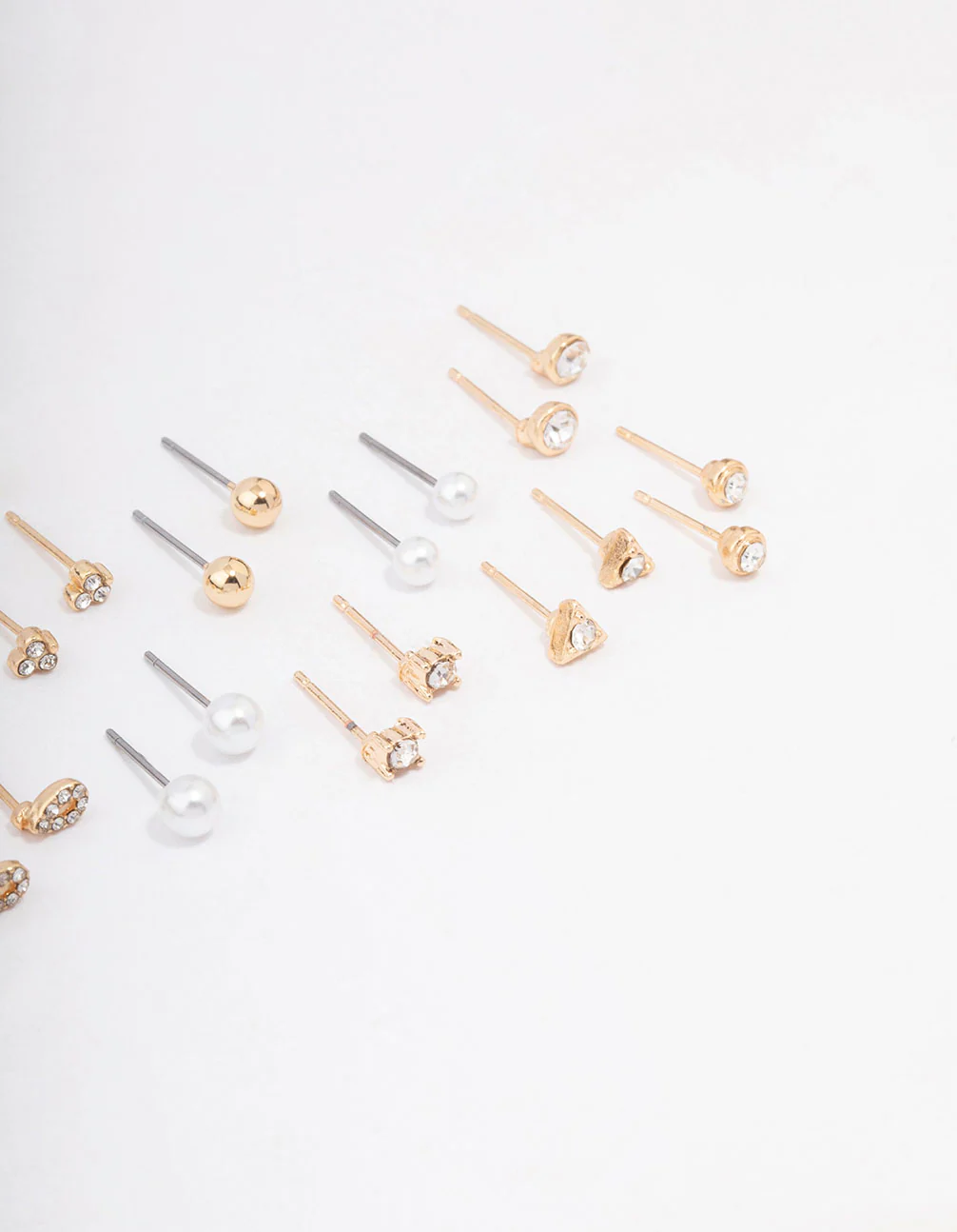 Gold Classic Pearl & Diamante Stud Earring 12-Pack - Image 3